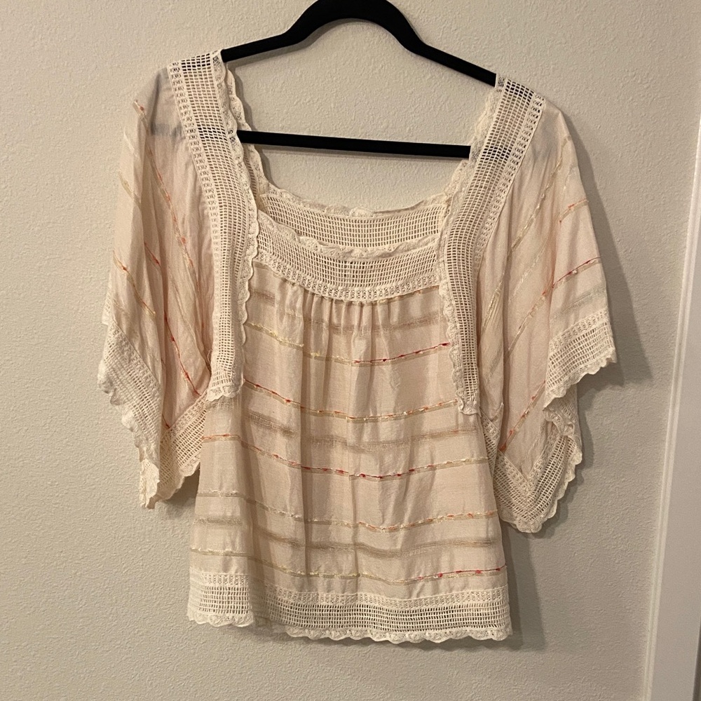 Hoss Intropia Cream Women's Blouse with Crochet Details